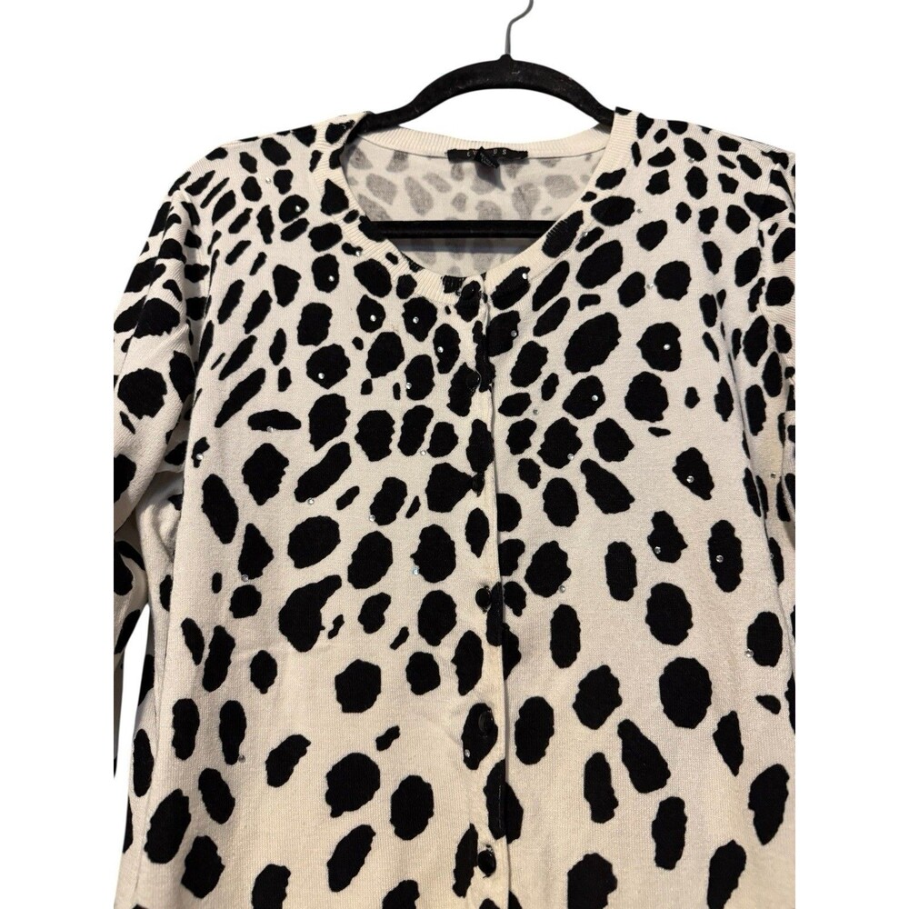 Cyrus Rhinestone Embellished Cardigan Size L Animal Print Black White - Picture 2 of 5